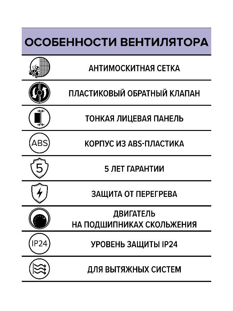 Вентилятор накладной E D125 сетка обр.клапан HT ERA